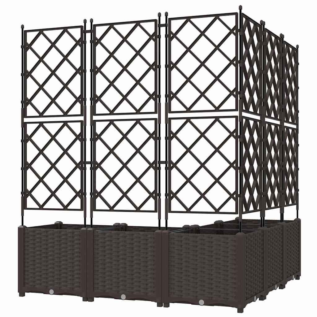 vidaXL Garden Planter 5 pcs Brown 120 x 120 x 143 cm PP
