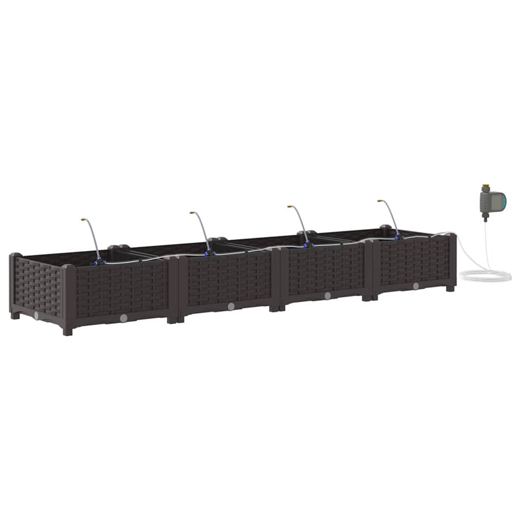 vidaXL Garden Planter 4 pcs Brown 160 x 40 x 22 cm PP