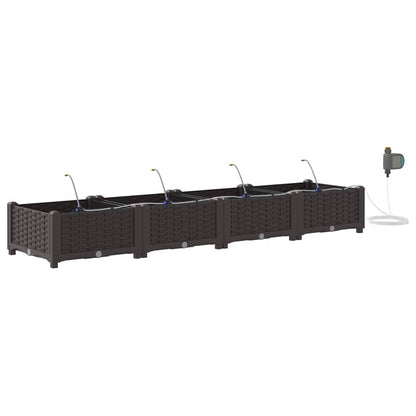 vidaXL Garden Planter 4 pcs Brown 160 x 40 x 22 cm PP