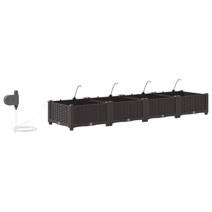 vidaXL Garden Planter 4 pcs Brown 160 x 40 x 22 cm PP