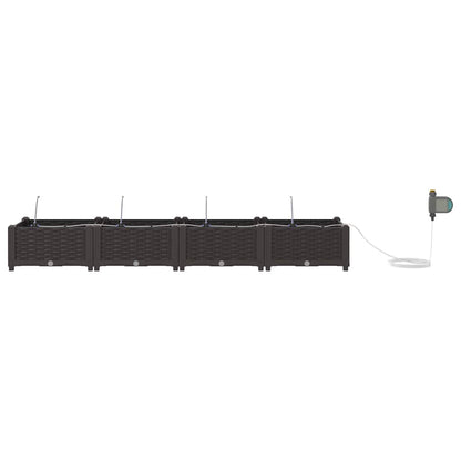 vidaXL Garden Planter 4 pcs Brown 160 x 40 x 22 cm PP