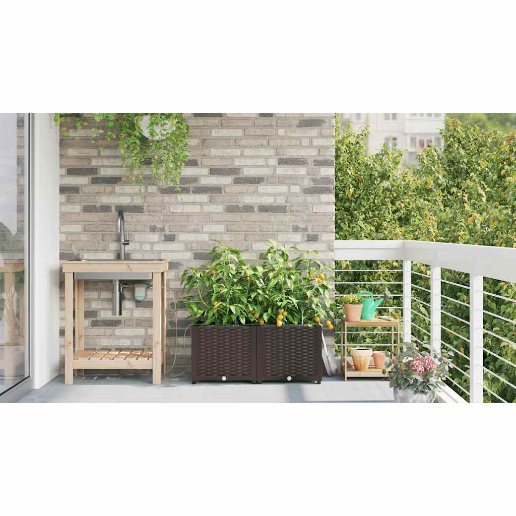 vidaXL Garden Planter 2 pcs Brown 80 x 40 x 37.5 cm PP