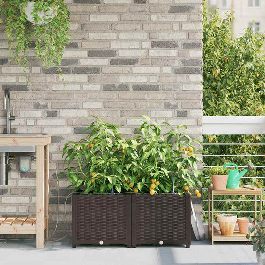 vidaXL Garden Planter 2 pcs Brown 80 x 40 x 37.5 cm PP