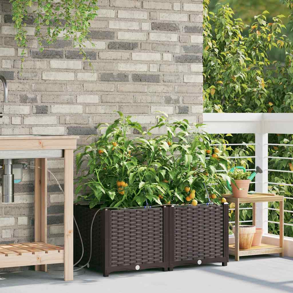 vidaXL Garden Planter 2 pcs Brown 80 x 40 x 37.5 cm PP