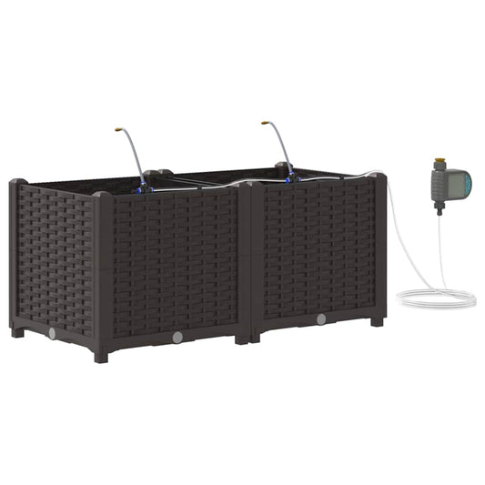 vidaXL Garden Planter 2 pcs Brown 80 x 40 x 37.5 cm PP
