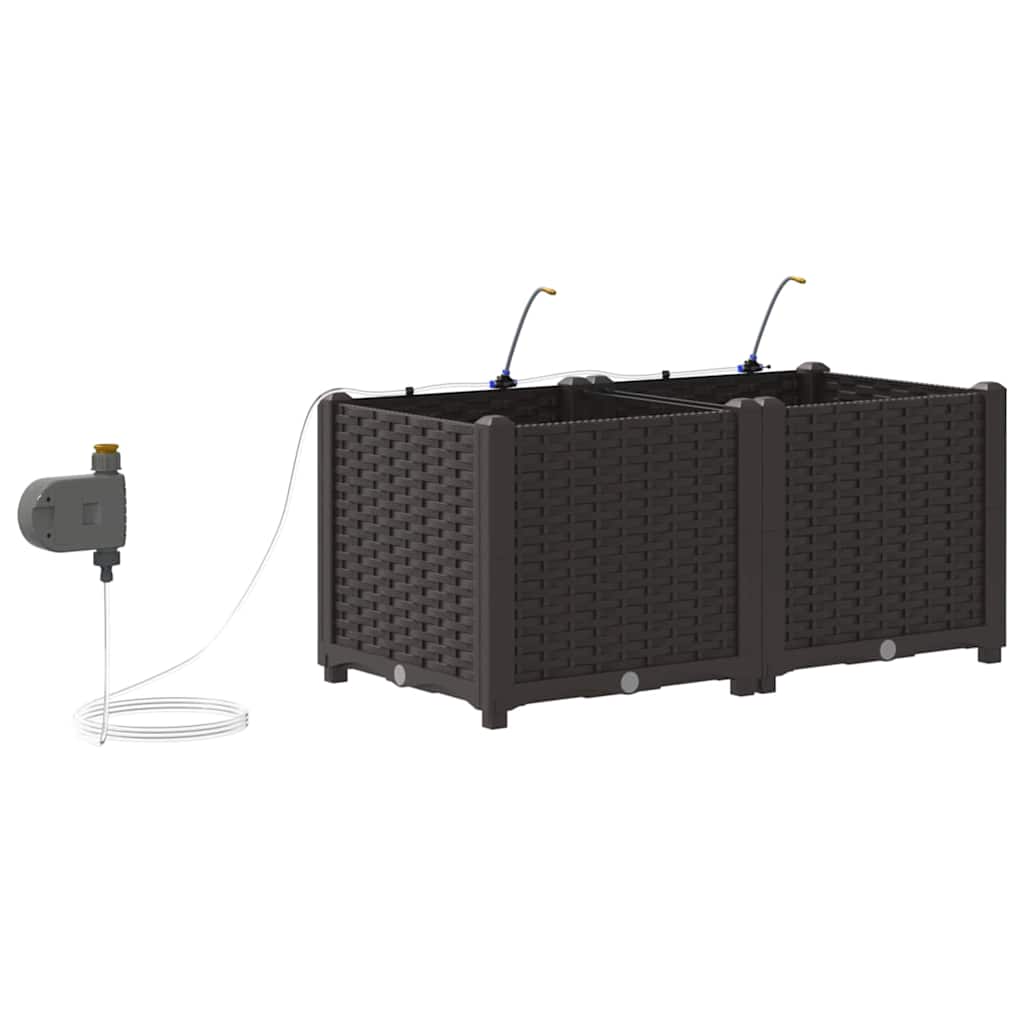 vidaXL Garden Planter 2 pcs Brown 80 x 40 x 37.5 cm PP