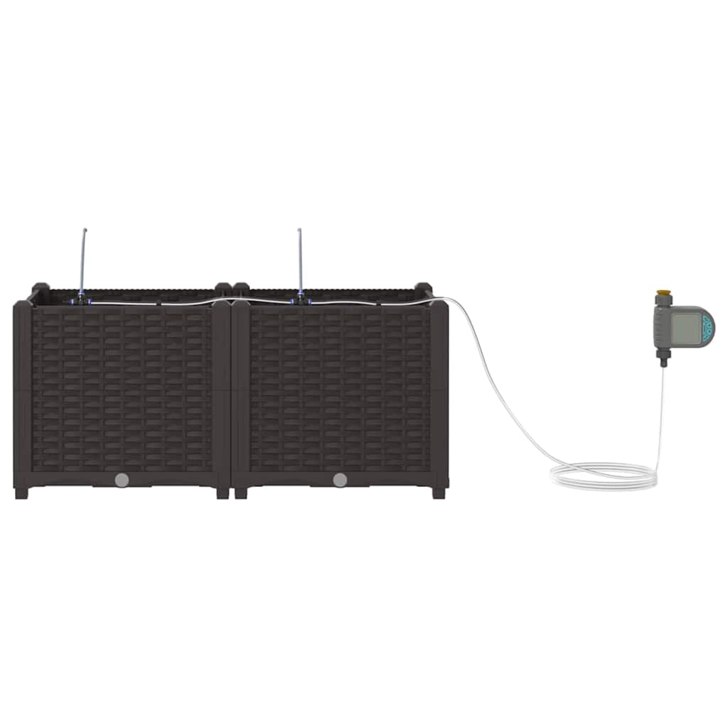vidaXL Garden Planter 2 pcs Brown 80 x 40 x 37.5 cm PP