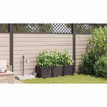 vidaXL Garden Planter 3 pcs Brown 120 x 40 x 37.5 cm PP