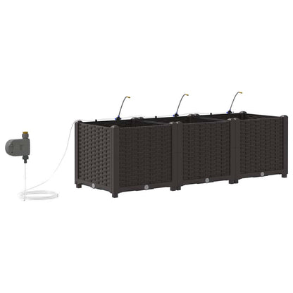 vidaXL Garden Planter 3 pcs Brown 120 x 40 x 37.5 cm PP