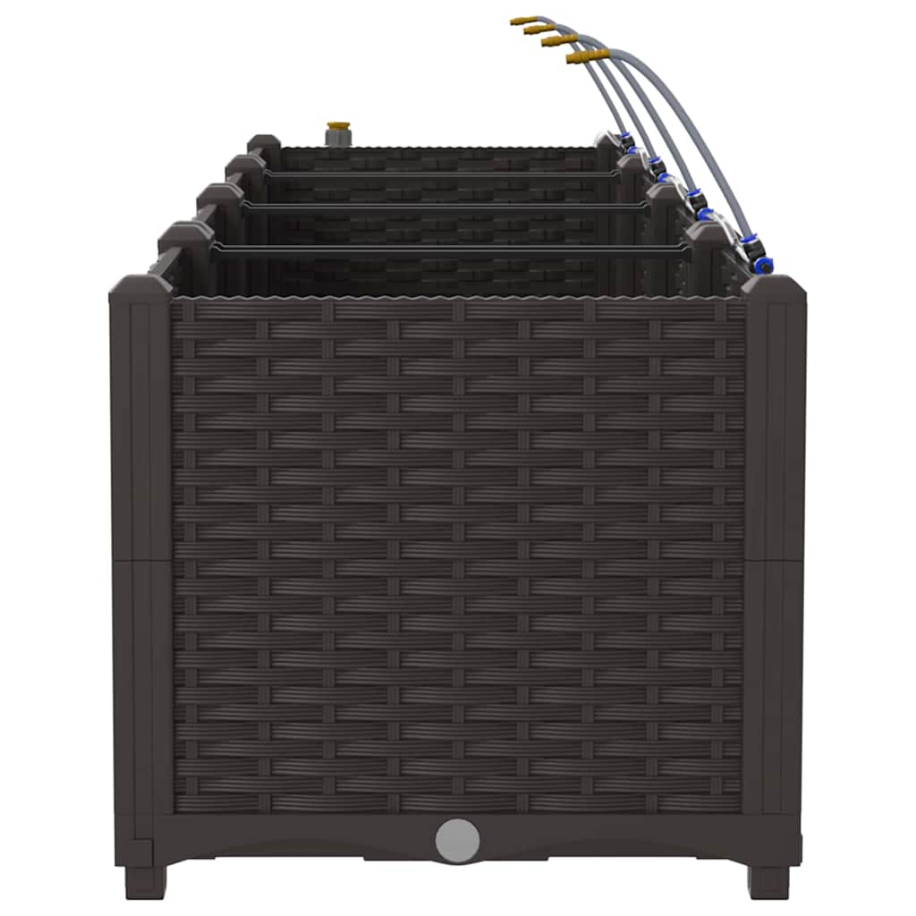 vidaXL Garden Planter 3 pcs Brown 120 x 40 x 37.5 cm PP