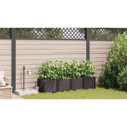 vidaXL Garden Planter 4 pcs Brown 160 x 40 x 37.5 cm PP