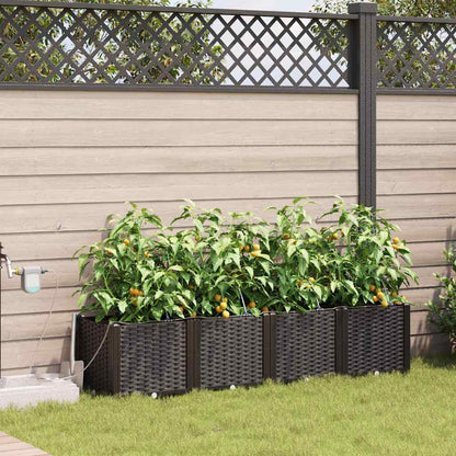 vidaXL Garden Planter 4 pcs Brown 160 x 40 x 37.5 cm PP