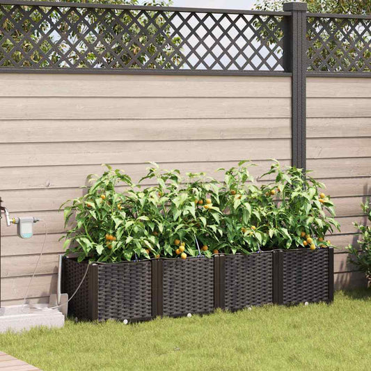 vidaXL Garden Planter 4 pcs Brown 160 x 40 x 37.5 cm PP
