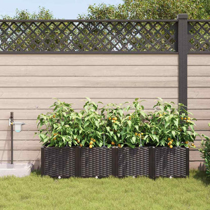 vidaXL Garden Planter 4 pcs Brown 160 x 40 x 37.5 cm PP