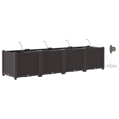 vidaXL Garden Planter 4 pcs Brown 160 x 40 x 37.5 cm PP
