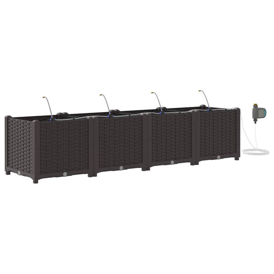 vidaXL Garden Planter 4 pcs Brown 160 x 40 x 37.5 cm PP