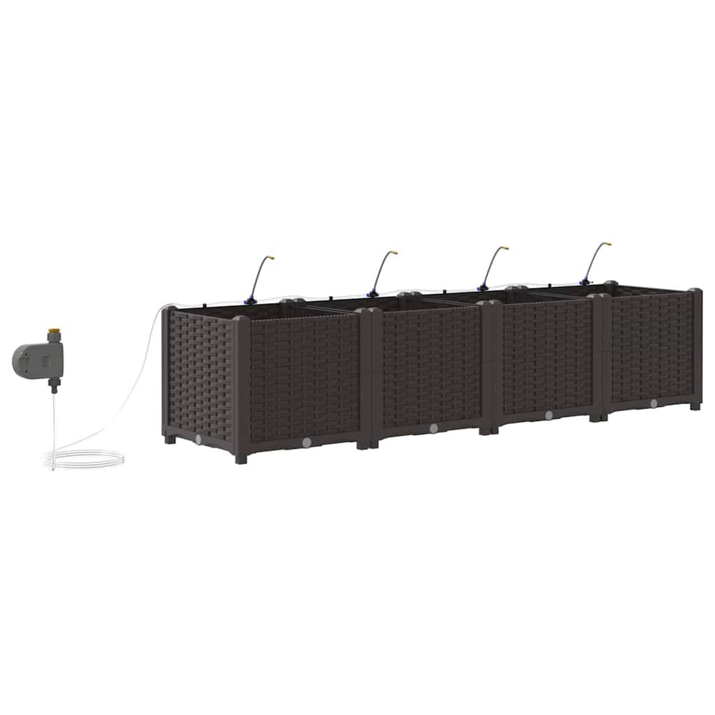 vidaXL Garden Planter 4 pcs Brown 160 x 40 x 37.5 cm PP