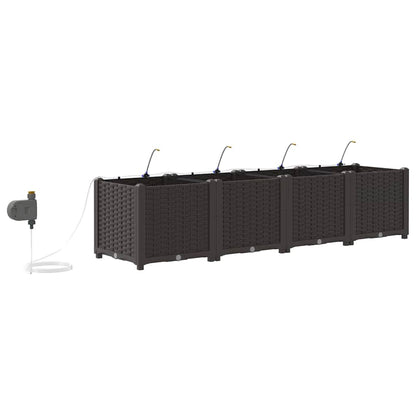 vidaXL Garden Planter 4 pcs Brown 160 x 40 x 37.5 cm PP