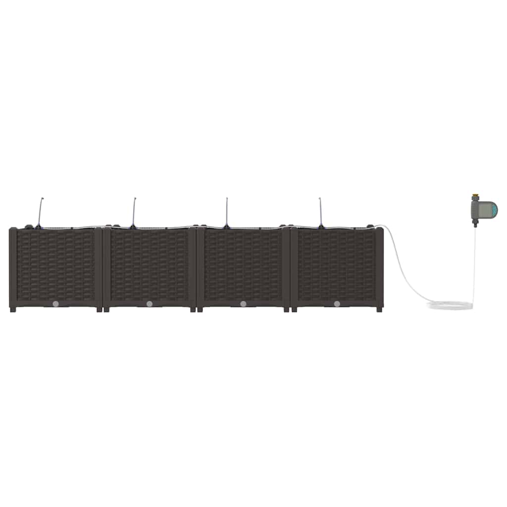 vidaXL Garden Planter 4 pcs Brown 160 x 40 x 37.5 cm PP
