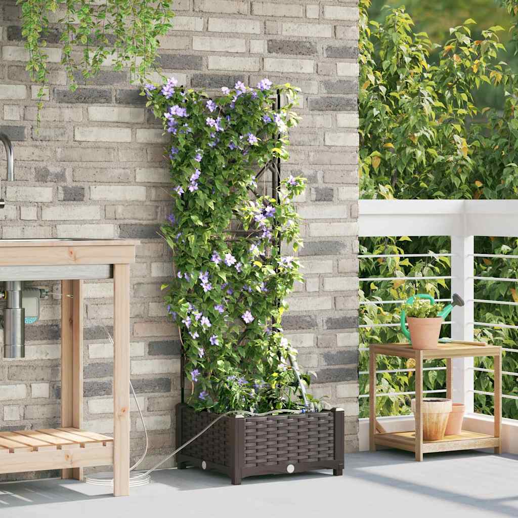 vidaXL Garden Planter Brown 40 x 40 x 126 cm PP