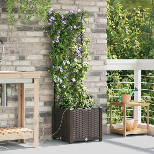 vidaXL Garden Planter Brown 40 x 40 x 142 cm PP