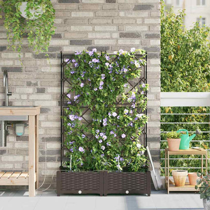 vidaXL Garden Planter 2 pcs Brown 80 x 40 x 126 cm PP