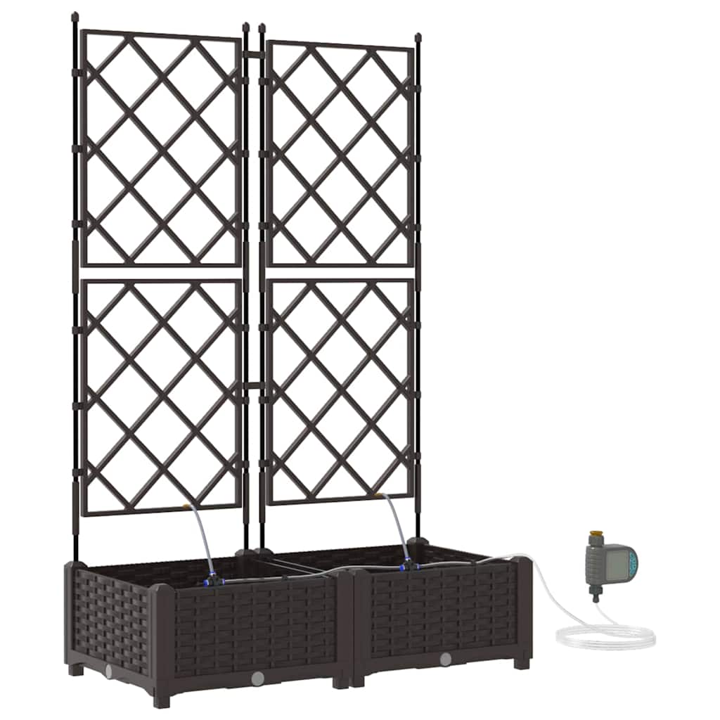 vidaXL Garden Planter 2 pcs Brown 80 x 40 x 126 cm PP