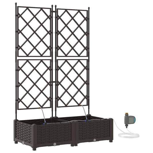 vidaXL Garden Planter 2 pcs Brown 80 x 40 x 126 cm PP