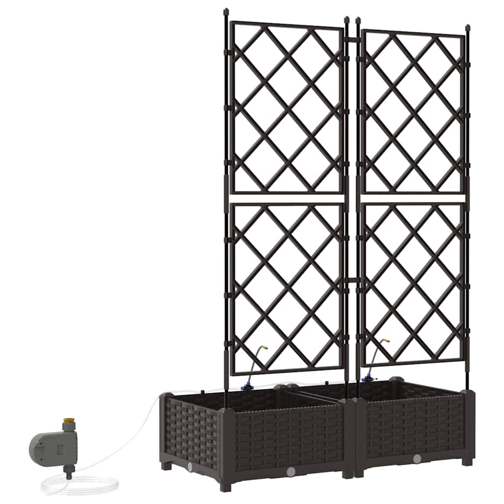 vidaXL Garden Planter 2 pcs Brown 80 x 40 x 126 cm PP