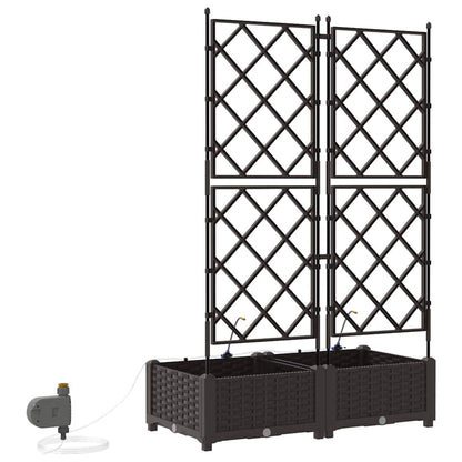 vidaXL Garden Planter 2 pcs Brown 80 x 40 x 126 cm PP