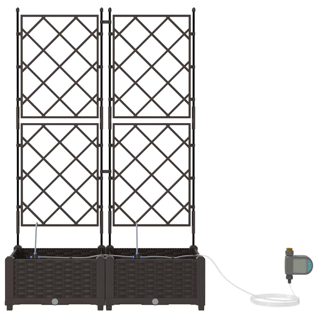 vidaXL Garden Planter 2 pcs Brown 80 x 40 x 126 cm PP