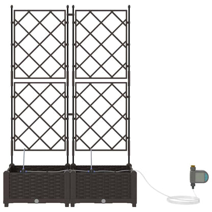 vidaXL Garden Planter 2 pcs Brown 80 x 40 x 126 cm PP
