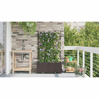 vidaXL Garden Planter 2 pcs Brown 80 x 40 x 142 cm PP