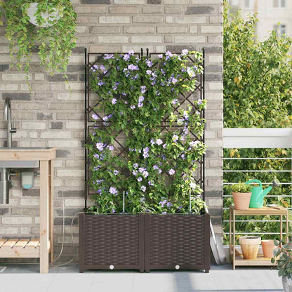 vidaXL Garden Planter 2 pcs Brown 80 x 40 x 142 cm PP