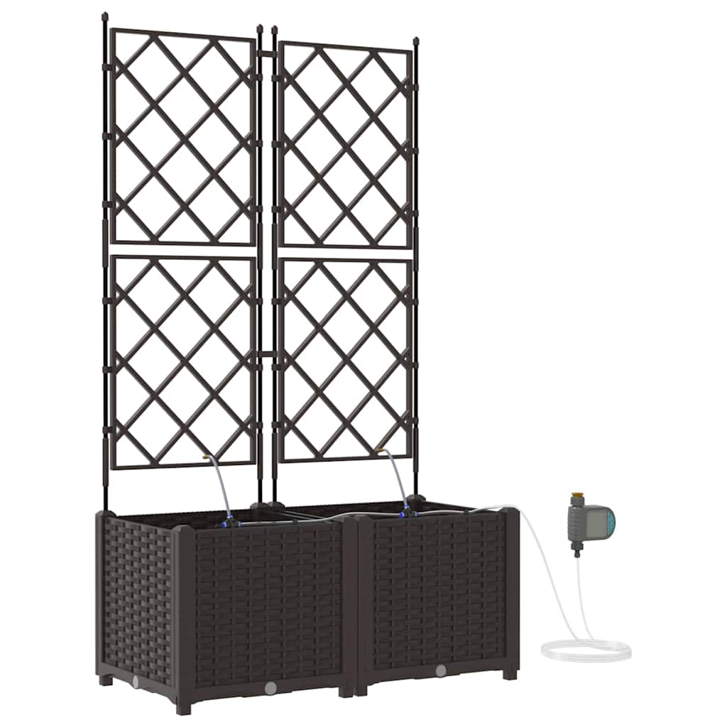 vidaXL Garden Planter 2 pcs Brown 80 x 40 x 142 cm PP