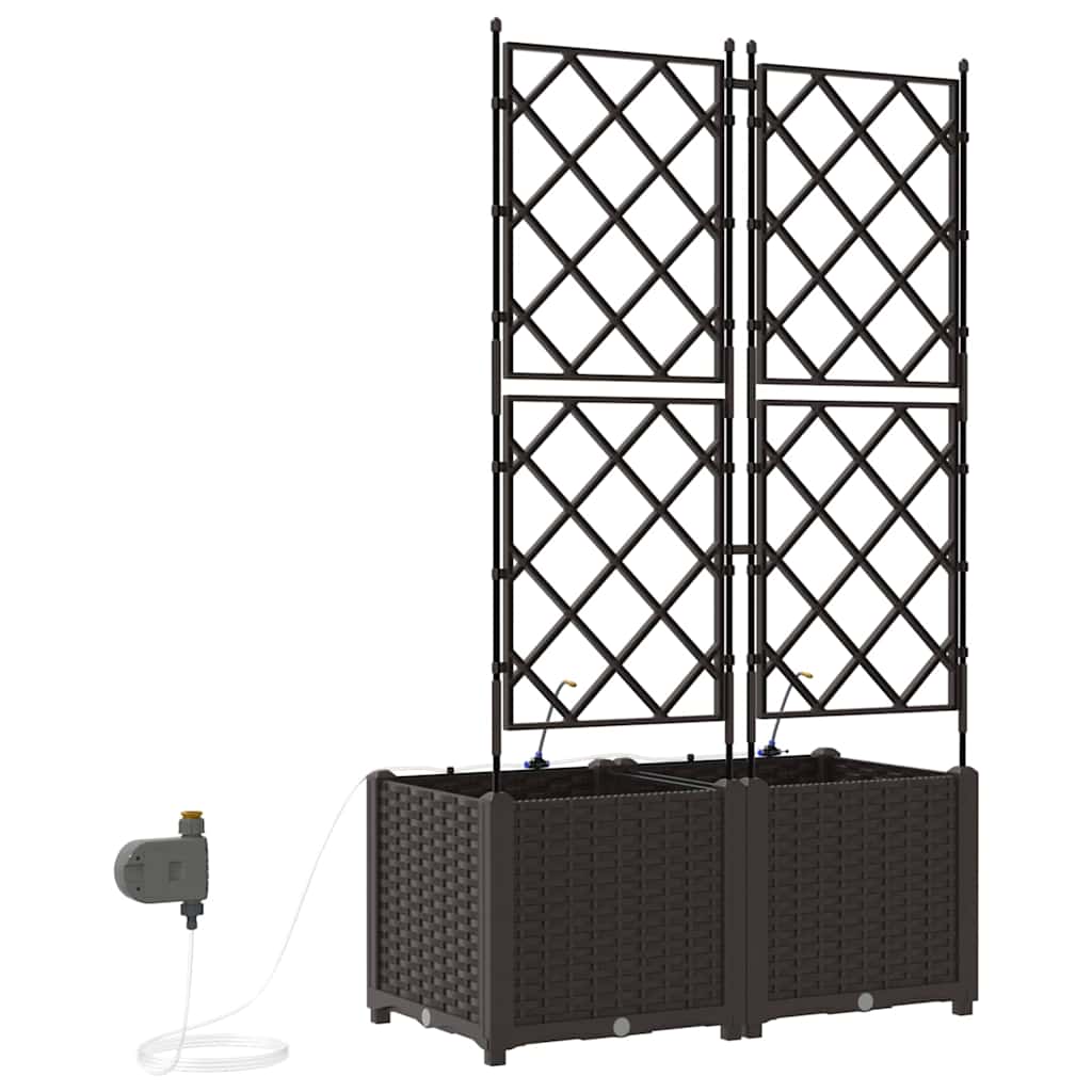 vidaXL Garden Planter 2 pcs Brown 80 x 40 x 142 cm PP