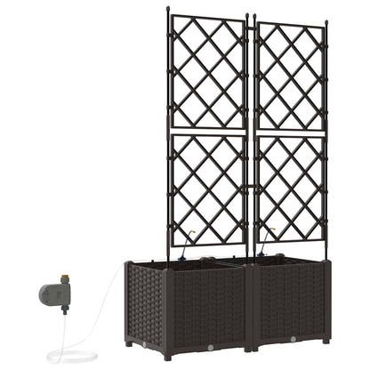 vidaXL Garden Planter 2 pcs Brown 80 x 40 x 142 cm PP