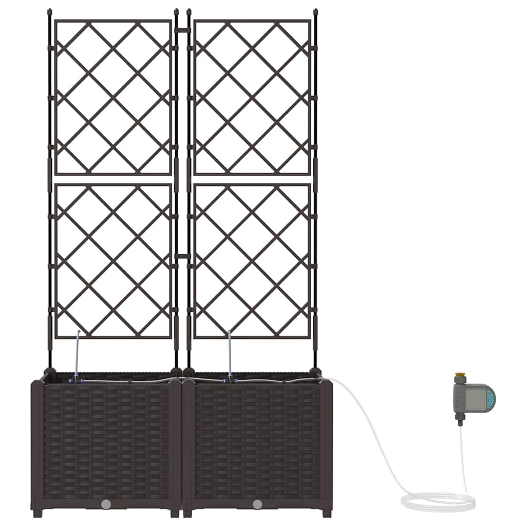 vidaXL Garden Planter 2 pcs Brown 80 x 40 x 142 cm PP