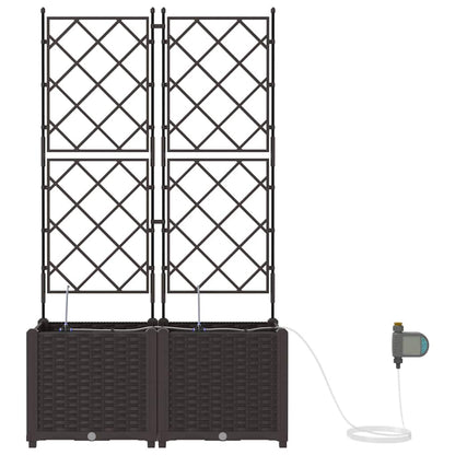 vidaXL Garden Planter 2 pcs Brown 80 x 40 x 142 cm PP