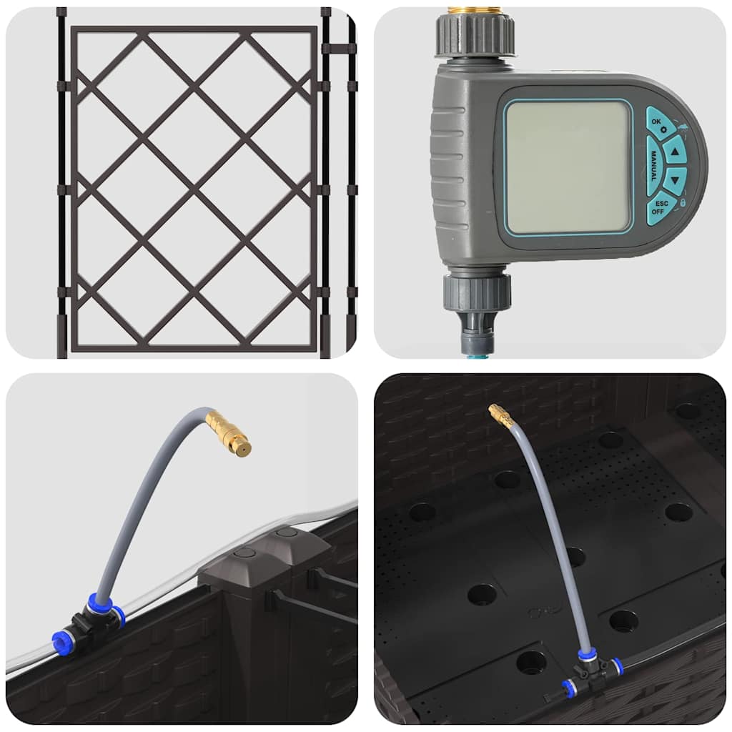 vidaXL Garden Planters Lattice with Storage Brown 120 x 40 x 126 cm Plastic