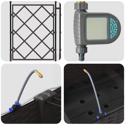 vidaXL Garden Planters Lattice with Storage Brown 120 x 40 x 126 cm Plastic