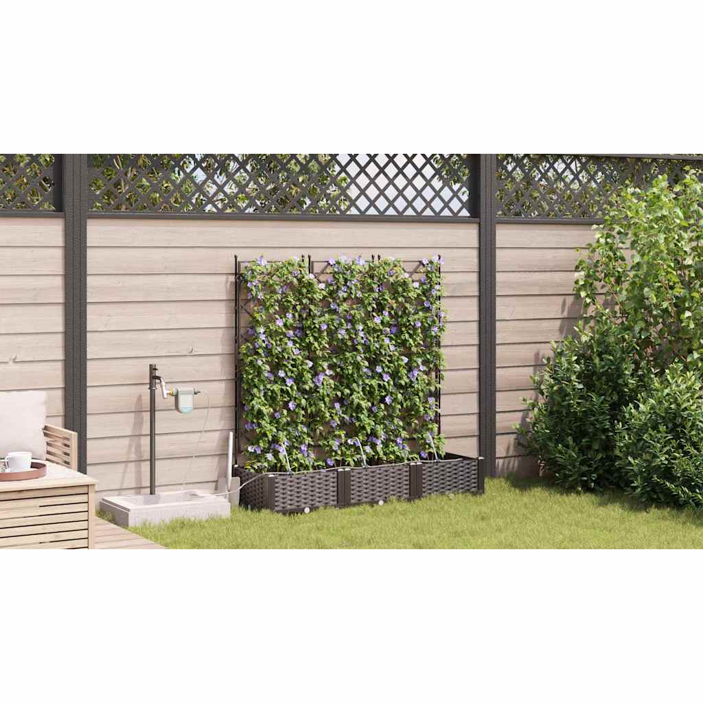 vidaXL Garden Planter 3 pcs Brown 120 x 40 x 126 cm PP