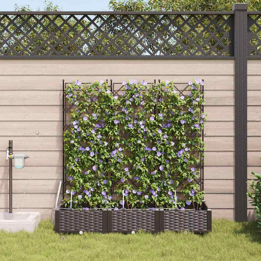 vidaXL Garden Planter 3 pcs Brown 120 x 40 x 126 cm PP