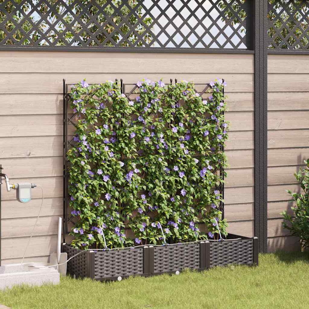 vidaXL Garden Planters Lattice with Storage Brown 120 x 40 x 126 cm Plastic