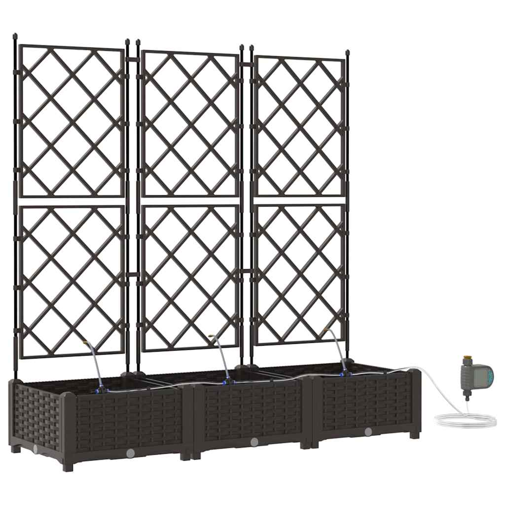 vidaXL Garden Planters Lattice with Storage Brown 120 x 40 x 126 cm Plastic