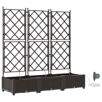 vidaXL Garden Planters Lattice with Storage Brown 120 x 40 x 126 cm Plastic