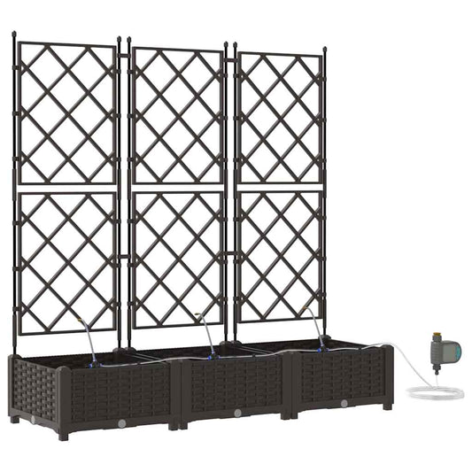 vidaXL Garden Planter 3 pcs Brown 120 x 40 x 126 cm PP