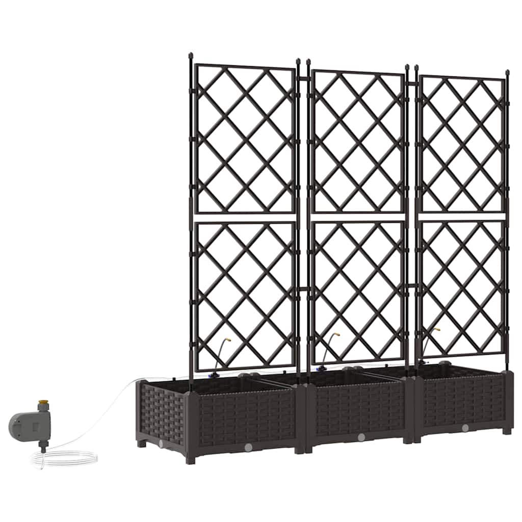vidaXL Garden Planters Lattice with Storage Brown 120 x 40 x 126 cm Plastic