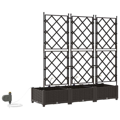 vidaXL Garden Planters Lattice with Storage Brown 120 x 40 x 126 cm Plastic