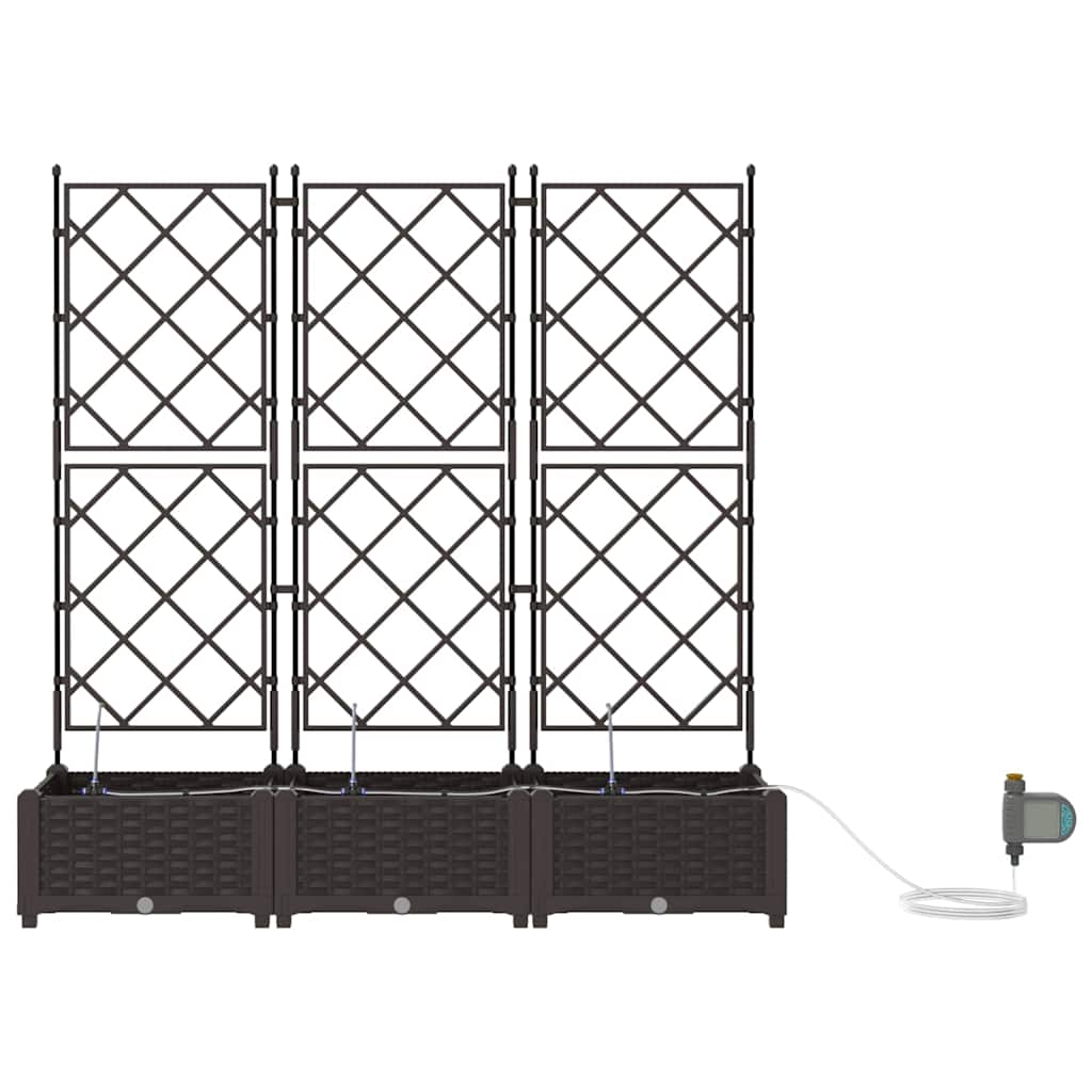 vidaXL Garden Planters Lattice with Storage Brown 120 x 40 x 126 cm Plastic